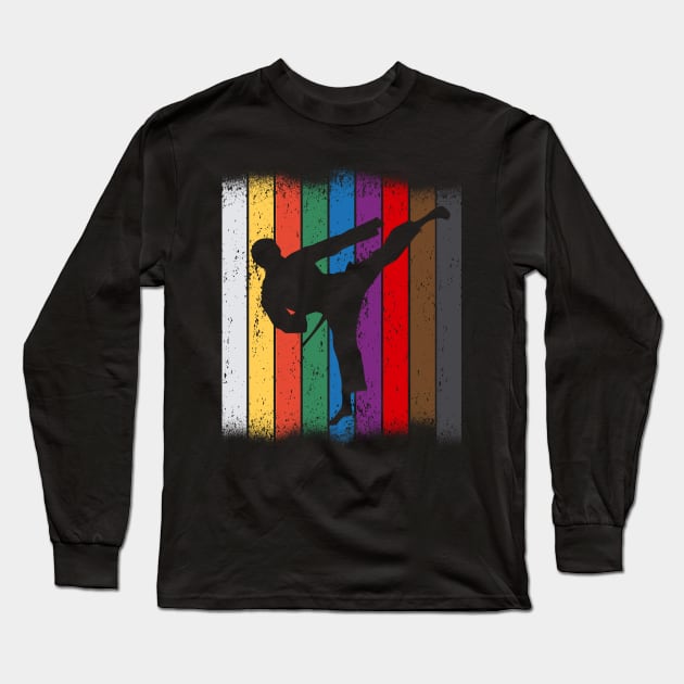 Karate Belt Colors Silhouette Long Sleeve T-Shirt by CardRingDesign